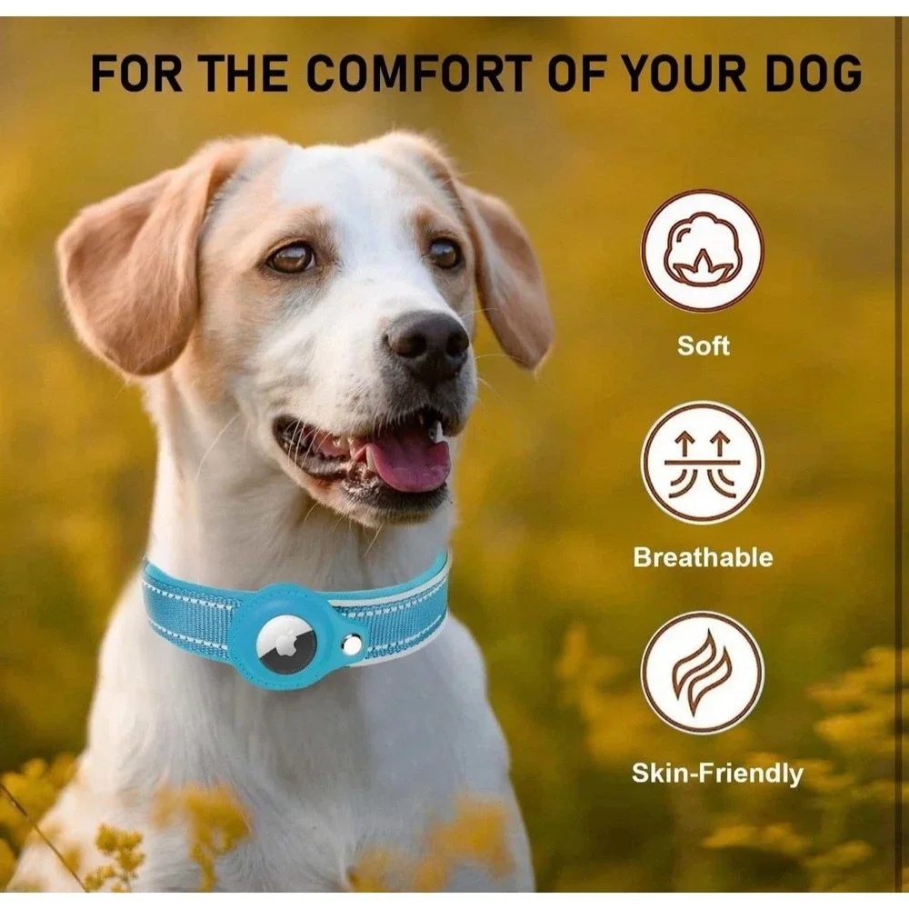 Dog Collar Medium with Airtag Holder for Tracking and Safety‎ Reflective Comfort